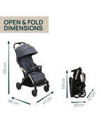 Chicco Goody XPlus Lightweight Stroller-One Hand Fold-Flat Reclining Seat-Big Shock Absorber Wheels-6 Months Warranty-For 0 to 4Y (Upto 22 Kg)-Dark Shadow