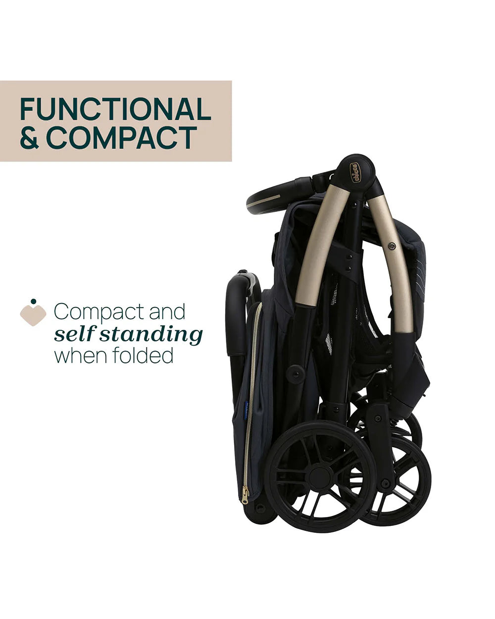 Chicco Goody XPlus Lightweight Stroller-One Hand Fold-Flat Reclining Seat-Big Shock Absorber Wheels-6 Months Warranty-For 0 to 4Y (Upto 22 Kg)-Dark Shadow
