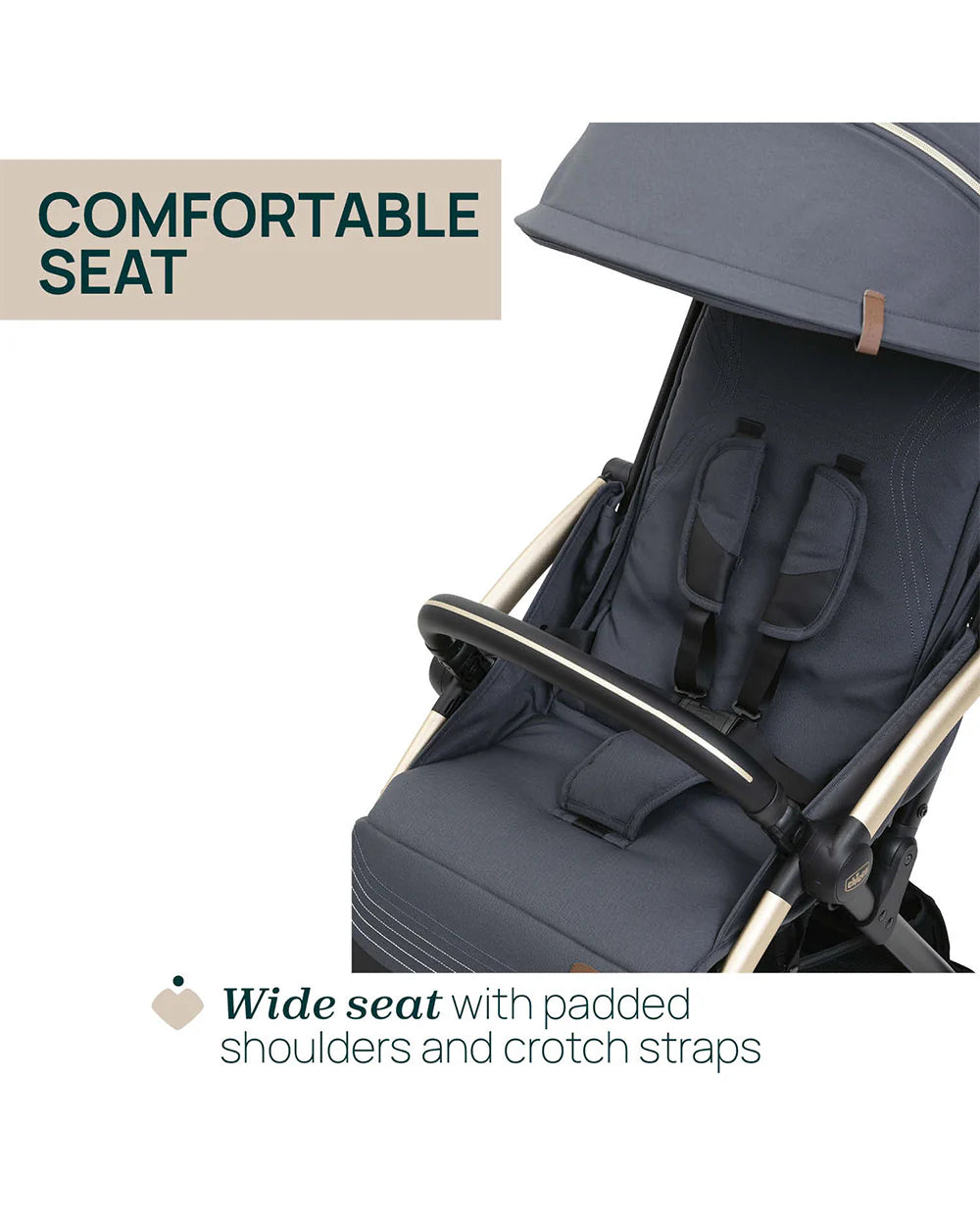 Chicco Goody XPlus Lightweight Stroller-One Hand Fold-Flat Reclining Seat-Big Shock Absorber Wheels-6 Months Warranty-For 0 to 4Y (Upto 22 Kg)-Dark Shadow