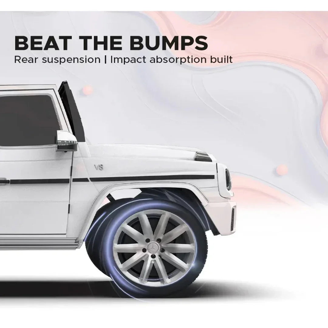 EMotorad Formula Fun Mercedes Benz G-Wagon Ride-On Car for Kids – Battery Operated with Remote Control White