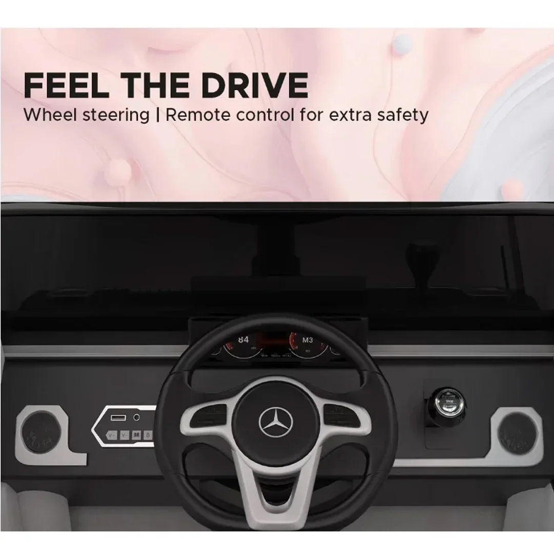 EMotorad Formula Fun Mercedes Benz G-Wagon Ride-On Car for Kids – Battery Operated with Remote Control White