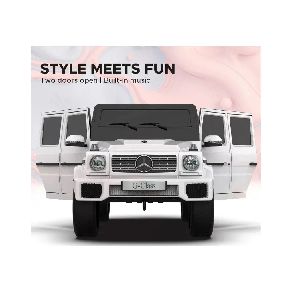 EMotorad Formula Fun Mercedes Benz G-Wagon Ride-On Car for Kids – Battery Operated with Remote Control White