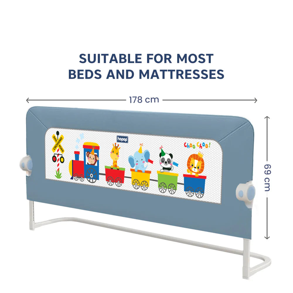 Hopop ® Secure Sleep Baby Bed Rail Guard - Safe & Easy to Install 6feet Blue
