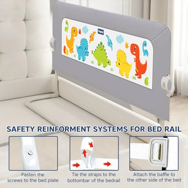 Hopop ® Secure Sleep Baby Bed Rail Guard - Safe & Easy to Install 6feet grey