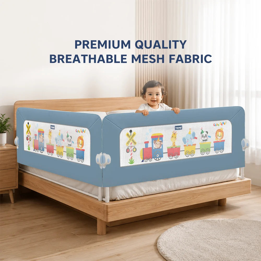 Hopop ® Secure Sleep Baby Bed Rail Guard - Safe & Easy to Install 6feet Blue