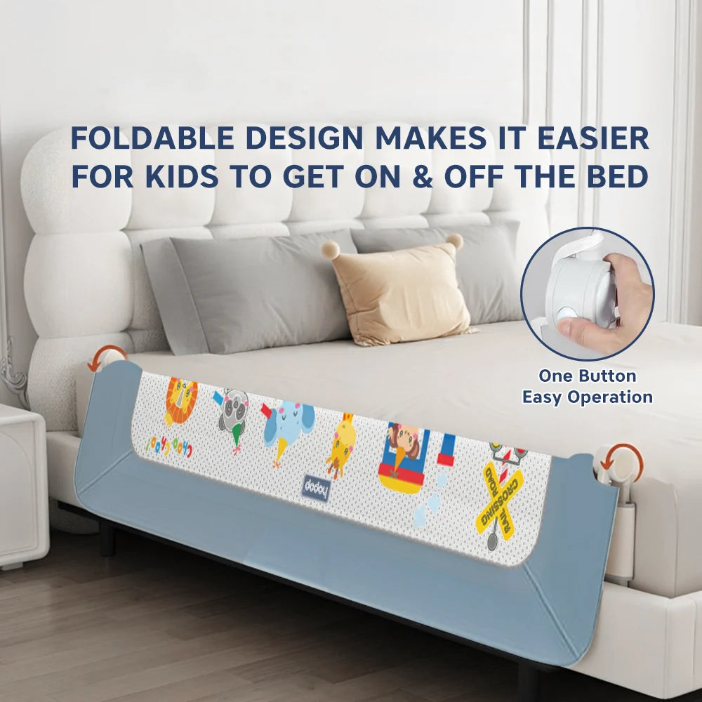 Hopop ® Secure Sleep Baby Bed Rail Guard - Safe & Easy to Install 6feet Blue