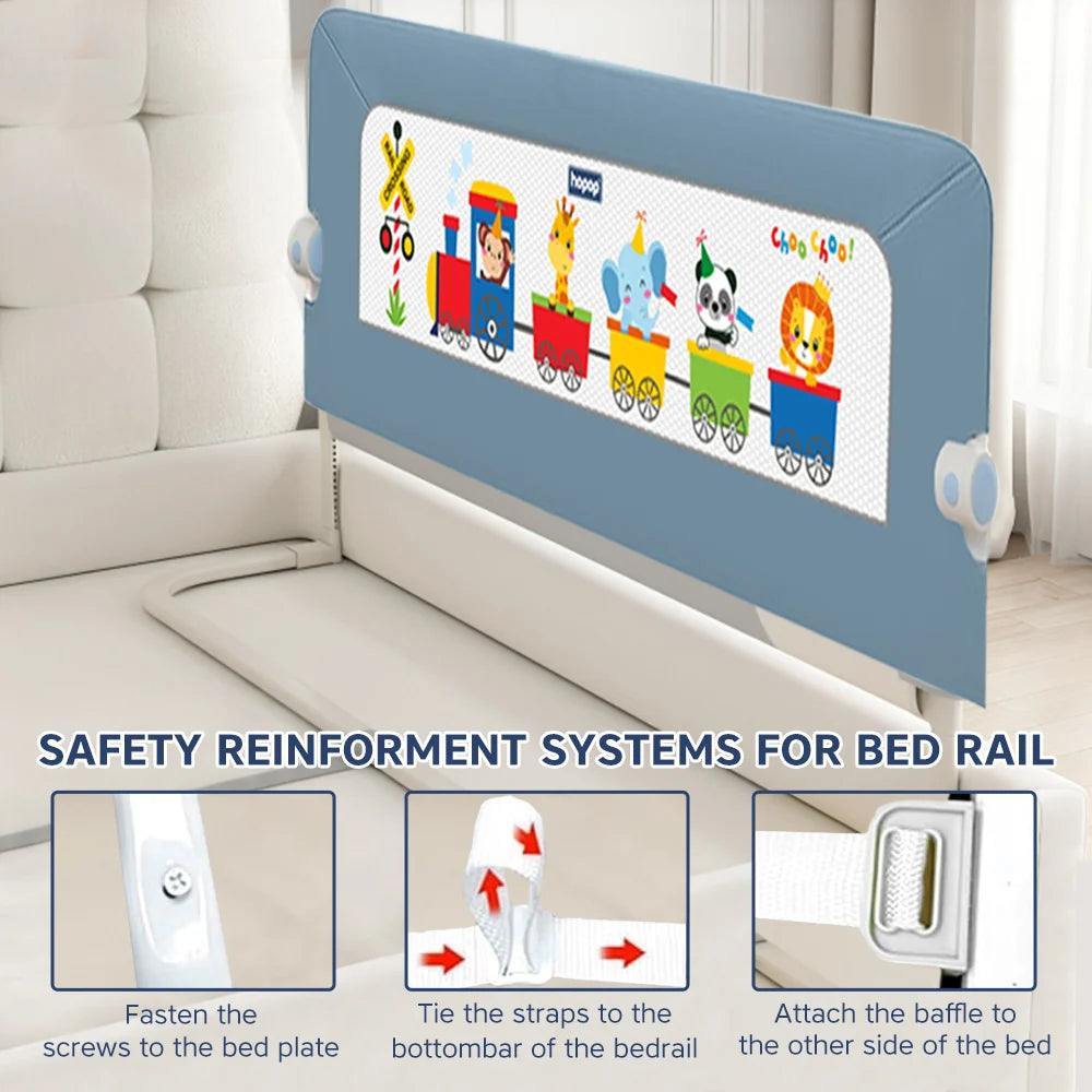 Hopop ® Secure Sleep Baby Bed Rail Guard - Safe & Easy to Install 6feet Blue