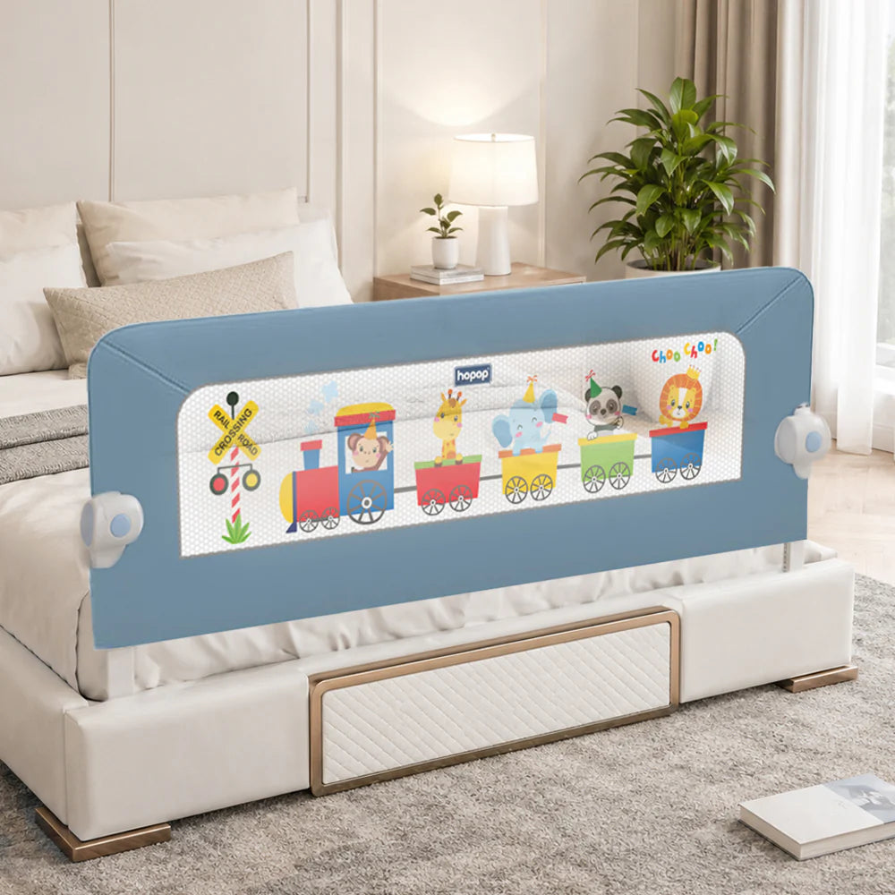 Hopop ® Secure Sleep Baby Bed Rail Guard - Safe & Easy to Install 6feet Blue