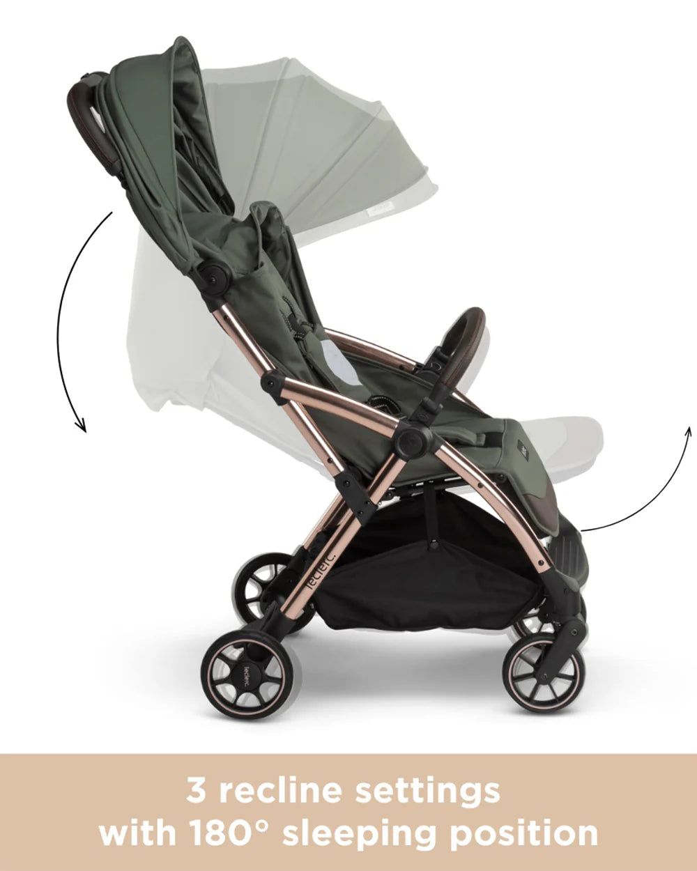 Leclerc Influencer Cabin Friendly Stroller-One Touch Fold-2 Years Warranty-For 6M to 5Y (Upto 22Kg)-Army Green