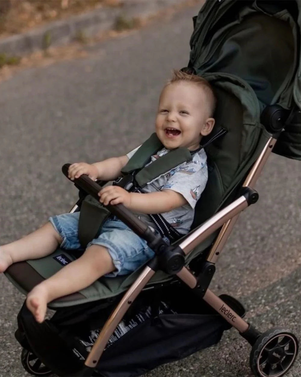 Leclerc Influencer Cabin Friendly Stroller-One Touch Fold-2 Years Warranty-For 6M to 5Y (Upto 22Kg)-Army Green