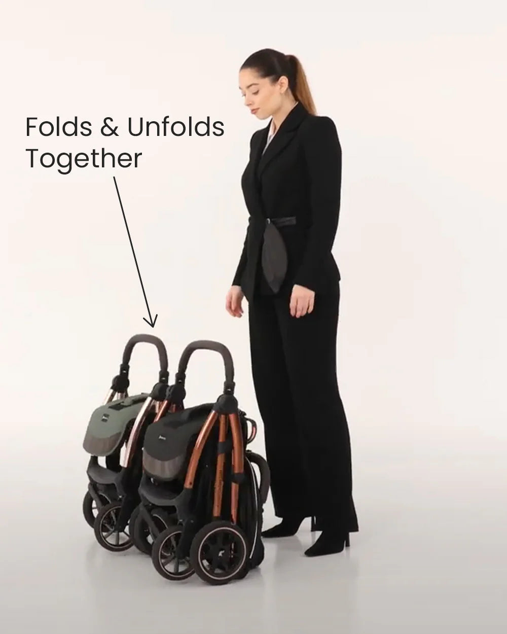 Leclerc Influencer Air Twin Stroller-Cabin Friendly-Flat Reclining Seat-One Touch Fold-Includes Twin Stroller Connectors-2 Years Warranty-For 6M to 5Y (Upto 22 Kg Each Stroller)-Denim Blue
