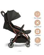 Leclerc Influencer Cabin Friendly Stroller-One Touch Fold-2 Years Warranty-For 6M to 5Y (Upto 22Kg)-Black Brown