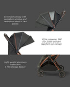 Leclerc Influencer Cabin Friendly Stroller-One Touch Fold-2 Years Warranty-For 6M to 5Y (Upto 22Kg)-Black Brown