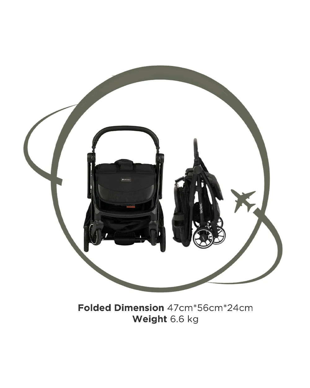 Leclerc Influencer Air-Cabin Friendly Stroller-One Touch Fold-2 Years Warranty-For 6M to 5Y (Upto 22 Kg)-Piano Black