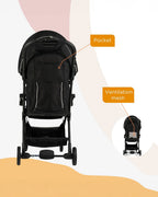 Leclerc Influencer Air-Cabin Friendly Stroller-One Touch Fold-2 Years Warranty-For 6M to 5Y (Upto 22 Kg)-Piano Black