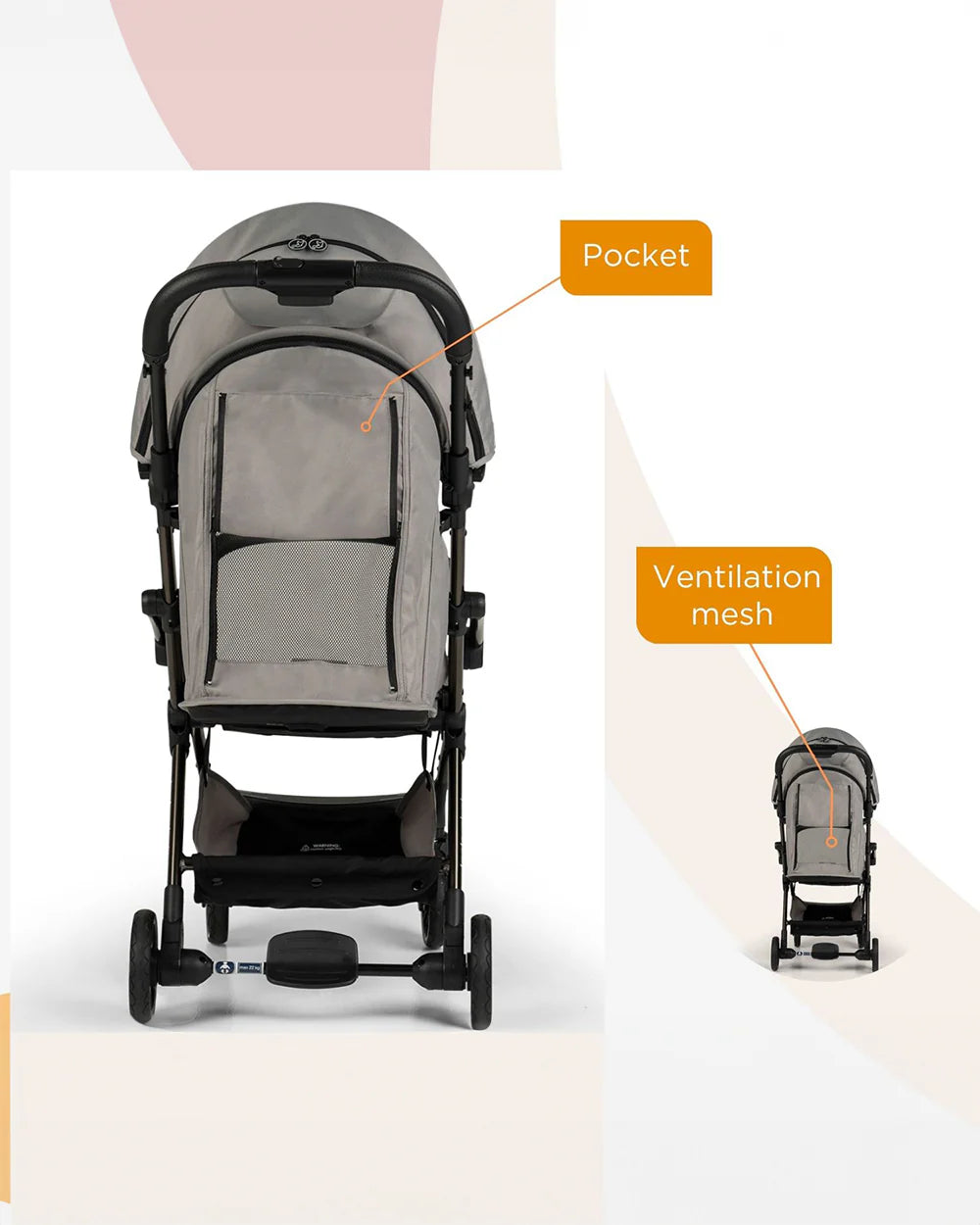 Leclerc Influencer Air-Cabin Friendly Stroller-One Touch Fold-2 Years Warranty-For 6M to 5Y (Upto 22 Kg)-Violet Grey