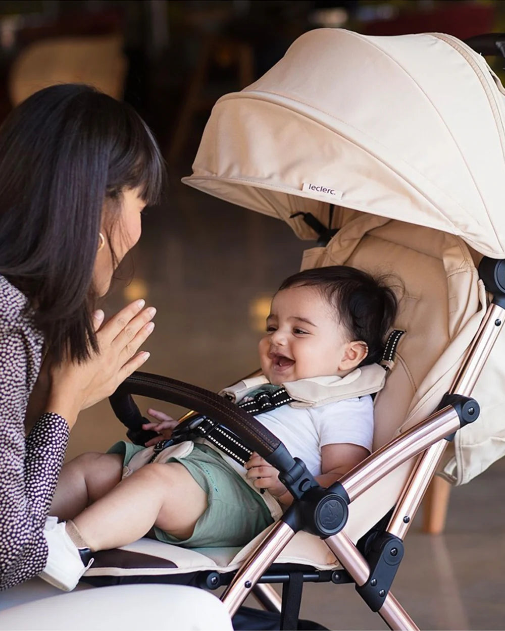 Leclerc Influencer Cabin Friendly Stroller-One Touch Fold-2 Years Warranty-For 6M to 5Y (Upto 22Kg)-Sand Chocolate