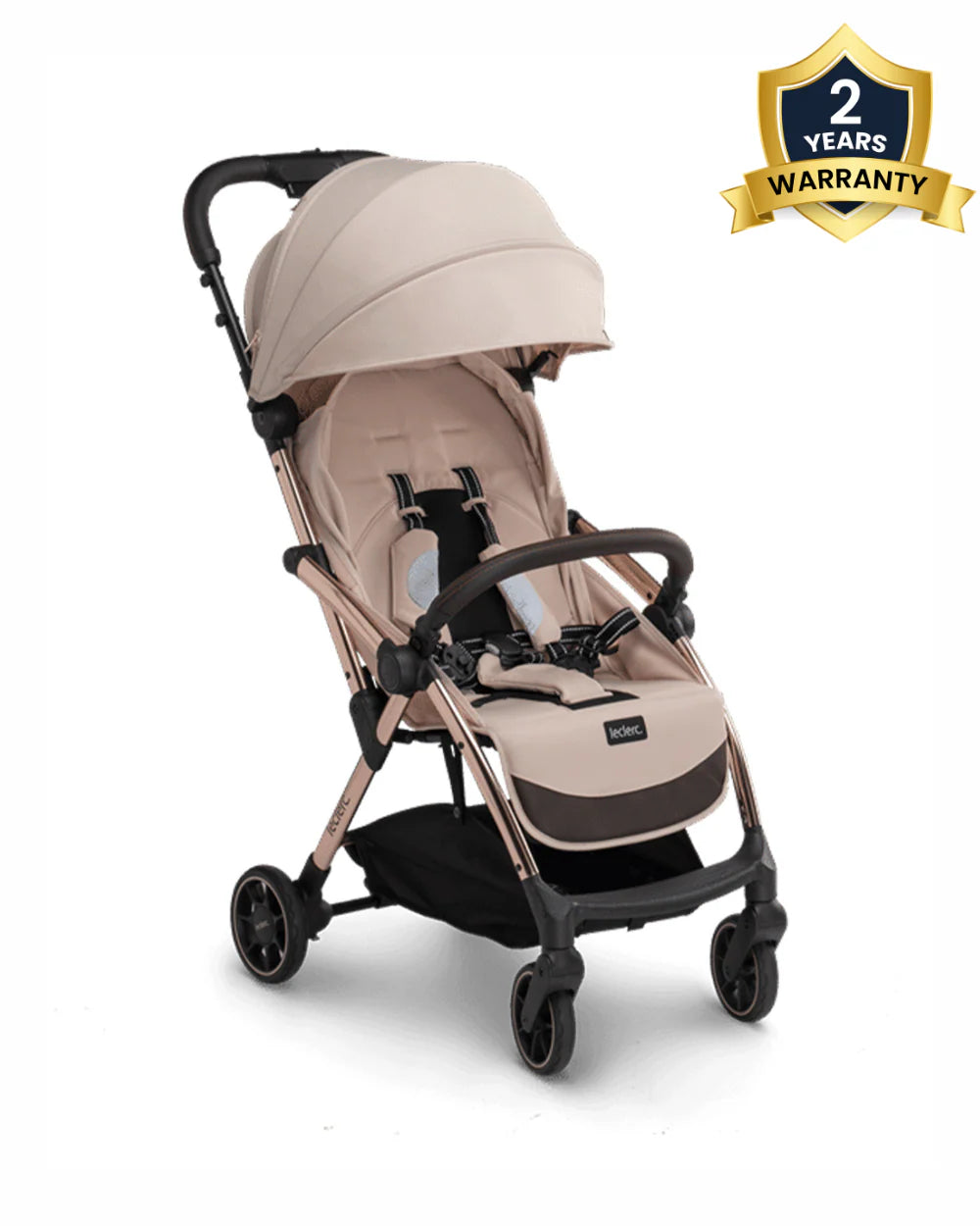 Leclerc Influencer Cabin Friendly Stroller-One Touch Fold-2 Years Warranty-For 6M to 5Y (Upto 22Kg)-Sand Chocolate
