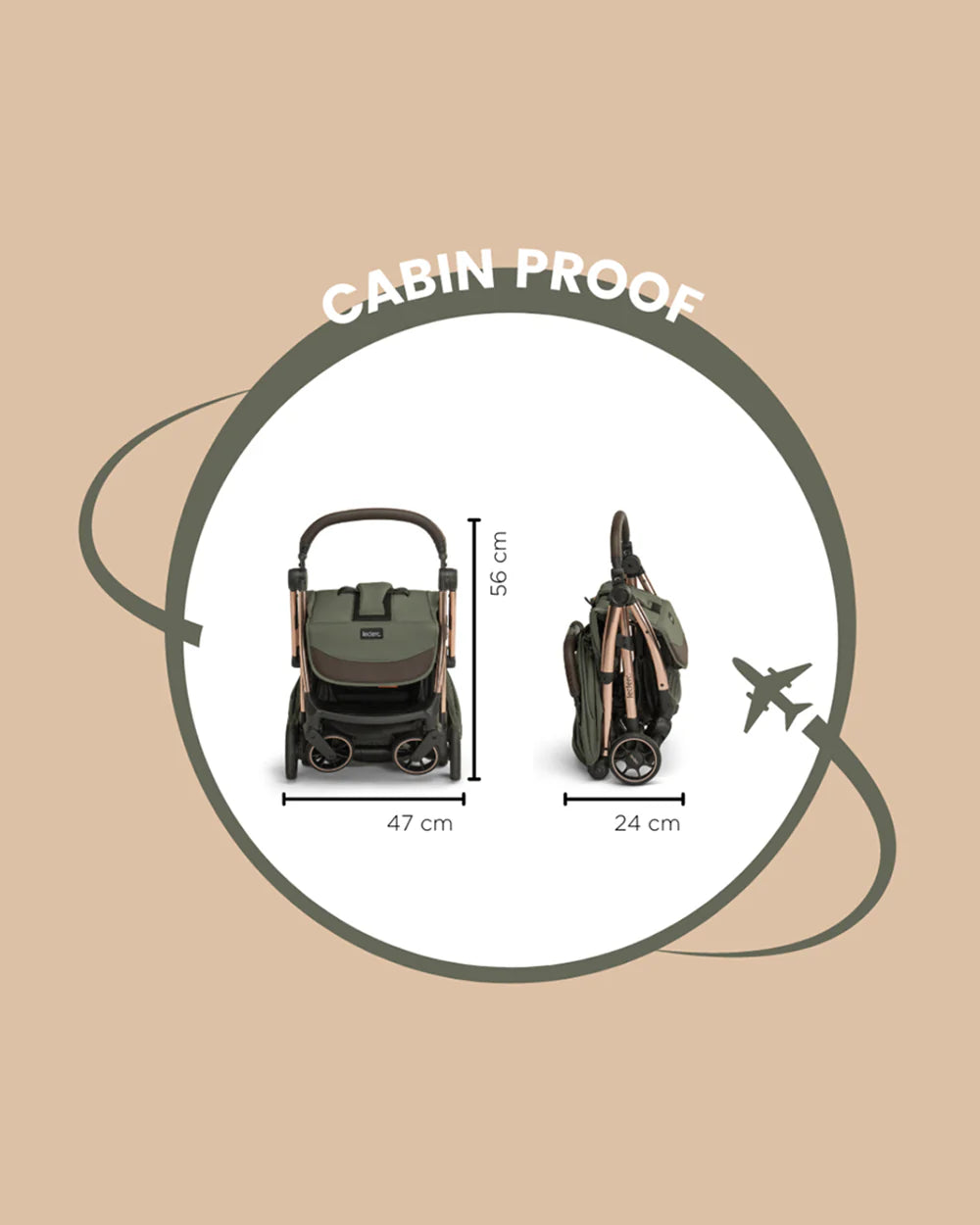 Leclerc Influencer Cabin Friendly Stroller-One Touch Fold-2 Years Warranty-For 6M to 5Y (Upto 22Kg)-Sand Chocolate