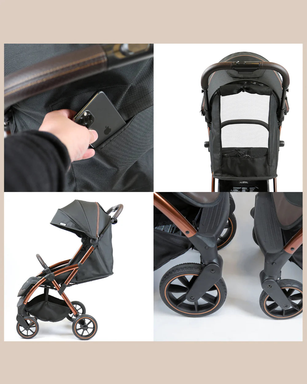 Leclerc Influencer XL Cabin Friendly Stroller-Large Frame and Wheels-2 Years Warranty-for 6M to 5Y (Upto 22Kg)-Black Brown