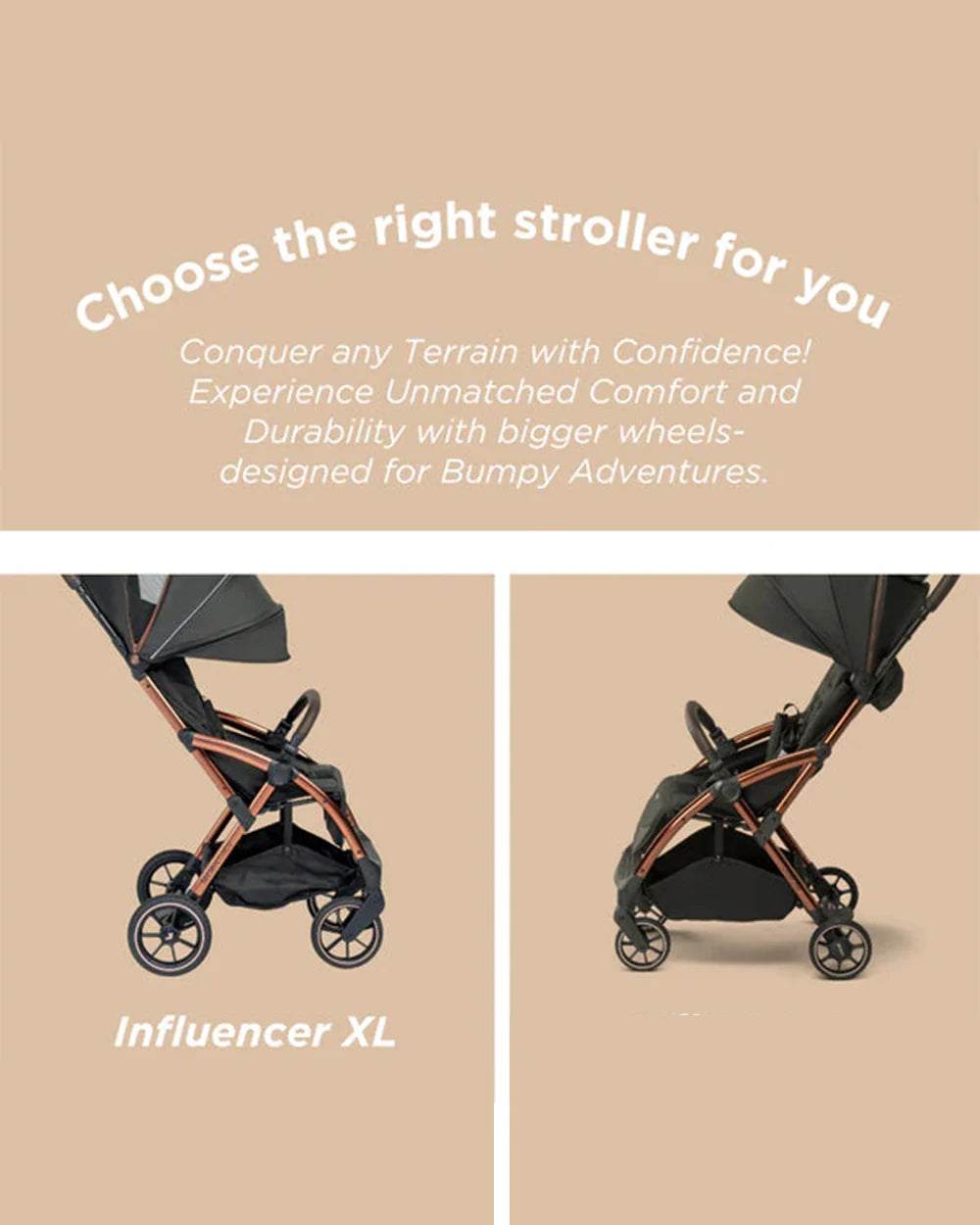 Leclerc Influencer XL Cabin Friendly Stroller-Large Frame and Wheels-2 Years Warranty-for 6M to 5Y (Upto 22Kg)-Black Brown
