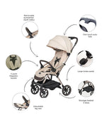 Leclerc Influencer XL Cabin Friendly Stroller-Large Frame and Wheels-2 Years Warranty-for 6M to 5Y (Upto 22Kg)-Sand Chocolate