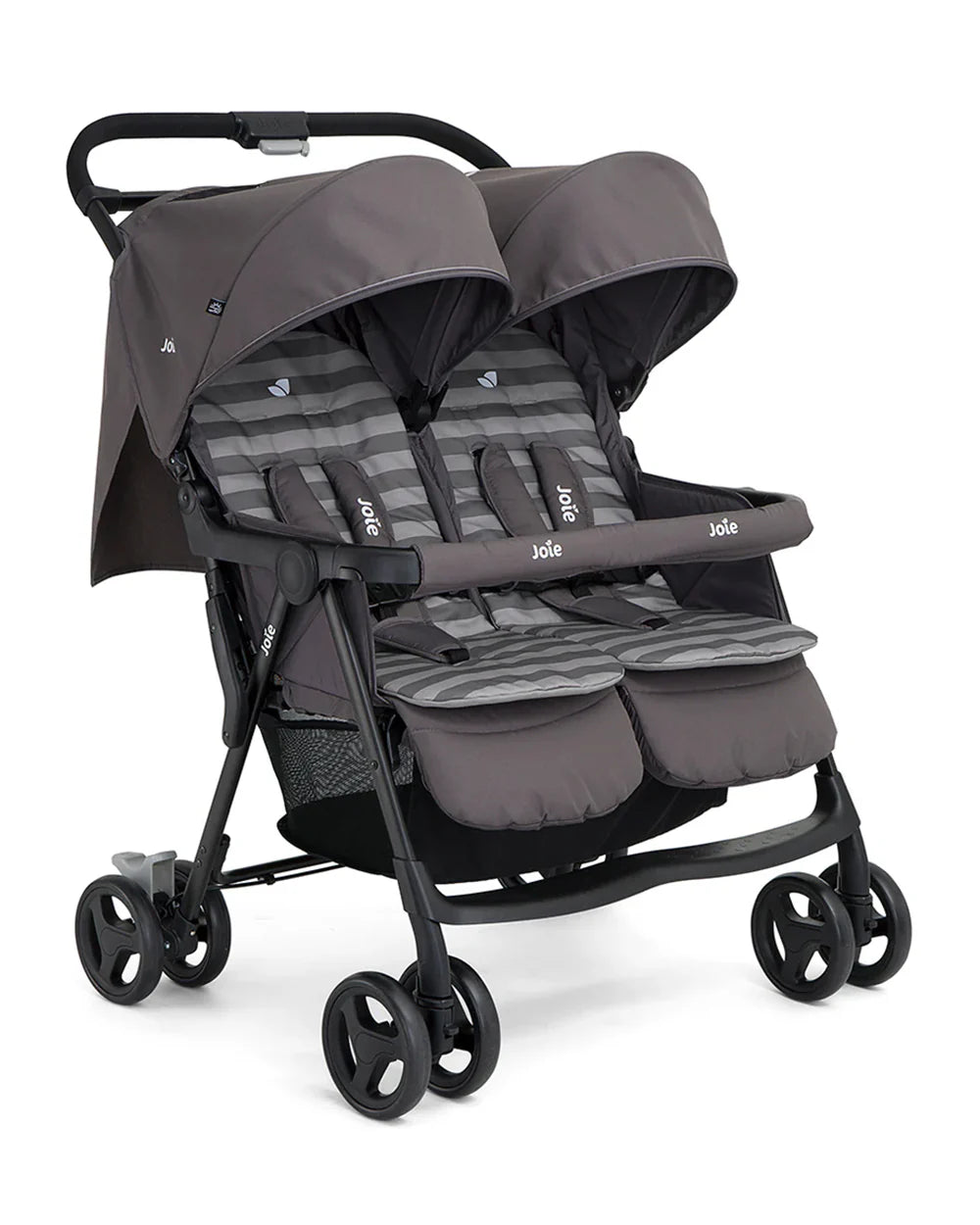 Joie Aire Twin Baby Stroller-Reversible Seat Liners-Automatic Fold Lock-Pram for 0 to 3Y (Upto 15 Kg Each Seat)-Dark Pewter