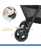 Joie Aire Twin Baby Stroller-Reversible Seat Liners-Automatic Fold Lock-Pram for 0 to 3Y (Upto 15 Kg Each Seat)-Rosy & Sea