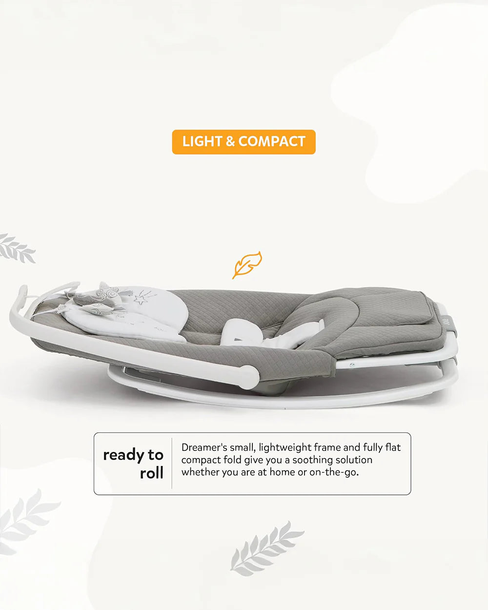 Joie Dreamer Rocker & Bouncer-3 Position Reclining Seat-2 Position Adjustable Leg Rest-With Removable & Rotating Toy Bar-2 Years Warranty-Upto 15 Kg-Ink