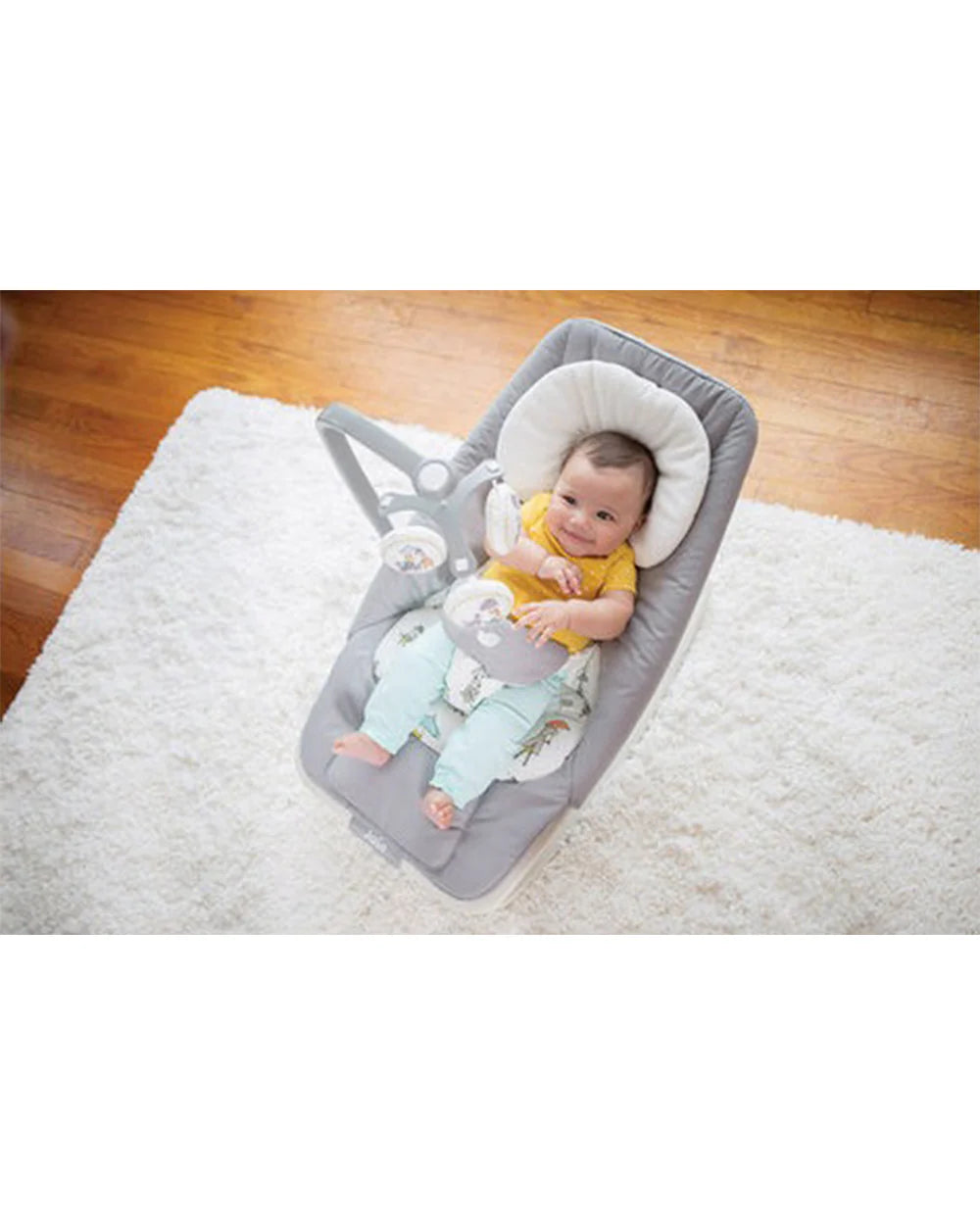 Joie Dreamer Rocker & Bouncer-3 Position Reclining Seat-2 Position Adjustable Leg Rest-With Removable & Rotating Toy Bar-2 Years Warranty-Upto 15 Kg-Arctic