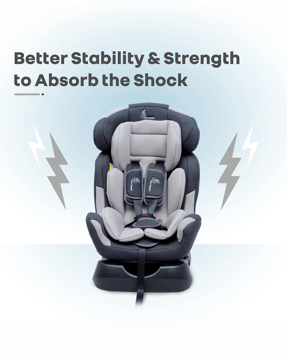 R for Rabbit Jack N Jill Grand-Baby Car Seat-Convertible (Front & Rear Facing)-Side Impact Protection-For 0 to 7Y (Upto 25Kg)-Grey