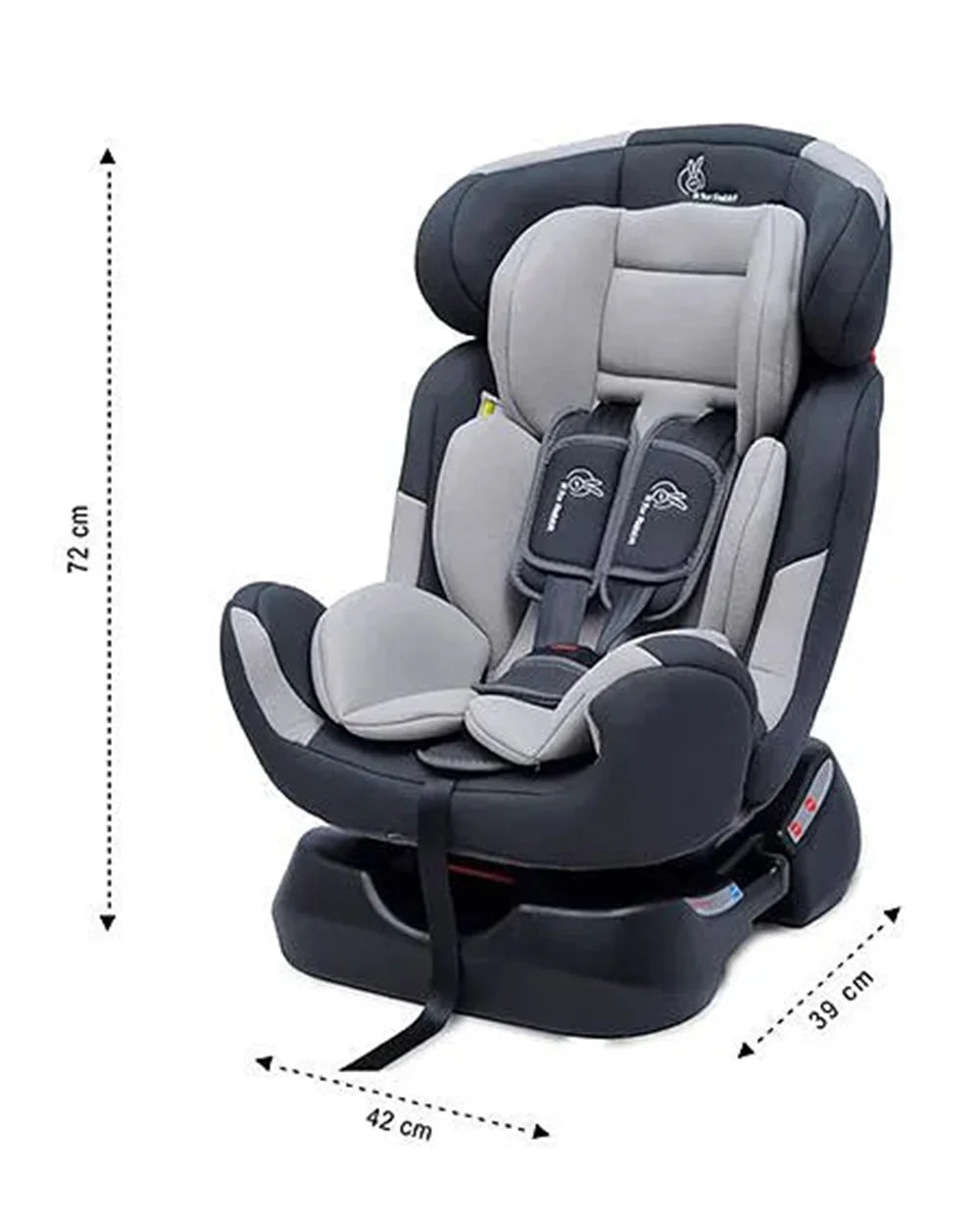 R for Rabbit Jack N Jill Grand-Baby Car Seat-Convertible (Front & Rear Facing)-Side Impact Protection-For 0 to 7Y (Upto 25Kg)-Grey