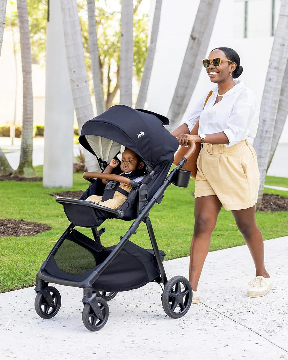 Joie Ginger Stroller-Converts into Pramette (Carry Cot)-Height Adjustable & Parent Handle Bar-Reversible & Flat Reclining Seat-2 Years Warranty-Pram For 0 to 4Y (Upto 22 Kg)-Shale