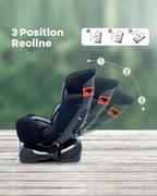 R for Rabbit Jack N Jill Grand-Baby Car Seat-Convertible (Front & Rear Facing)-Side Impact Protection-For 0 to 7Y (Upto 25Kg)-Black Grey