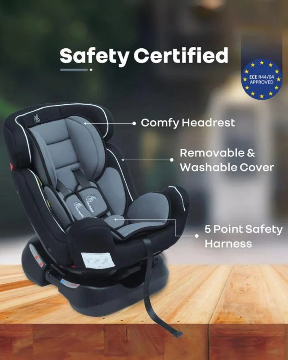 R for Rabbit Jack N Jill Grand-Baby Car Seat-Convertible (Front & Rear Facing)-Side Impact Protection-For 0 to 7Y (Upto 25Kg)-Black Grey