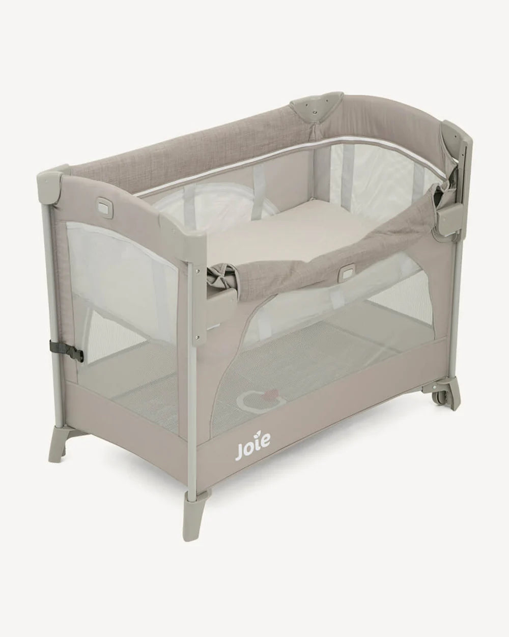 Joie Kubbie Sleep Bedside Crib & Travel Cot-With Removable Mattress-Compact Fold-Includes Travel Bag-Satellite-For 0 to 36M