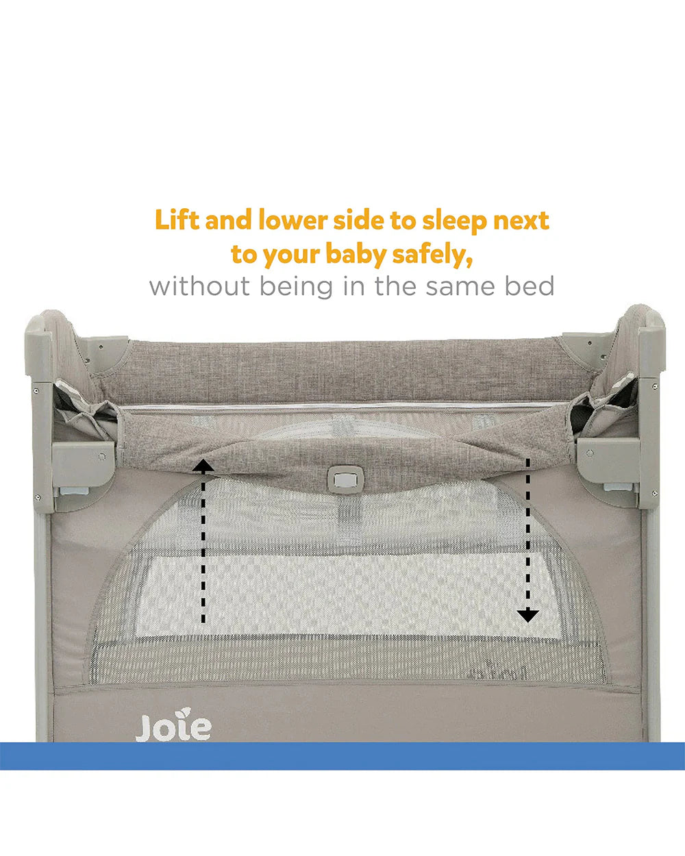 Joie Kubbie Sleep Bedside Crib & Travel Cot-With Removable Mattress-Compact Fold-Includes Travel Bag-Satellite-For 0 to 36M