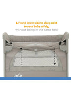 Joie Kubbie Sleep Bedside Crib & Travel Cot-With Removable Mattress-Compact Fold-Includes Travel Bag-Satellite-For 0 to 36M