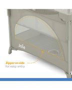 Joie Kubbie Sleep Bedside Crib & Travel Cot-With Removable Mattress-Compact Fold-Includes Travel Bag-Satellite-For 0 to 36M