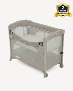 Joie Kubbie Sleep Bedside Crib & Travel Cot-With Removable Mattress-Compact Fold-Includes Travel Bag-Satellite-For 0 to 36M