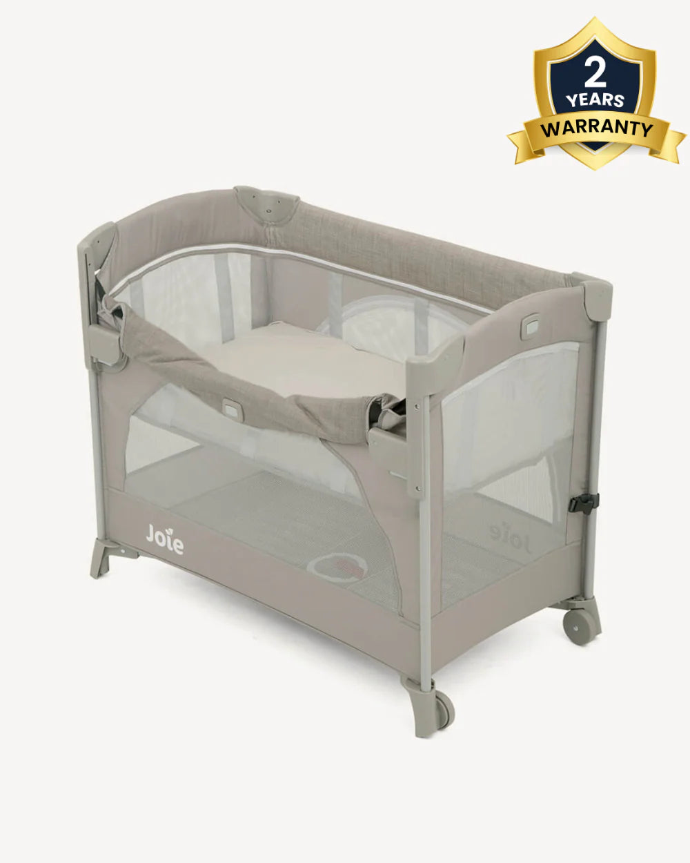 Joie Kubbie Sleep Bedside Crib & Travel Cot-With Removable Mattress-Compact Fold-Includes Travel Bag-Satellite-For 0 to 36M