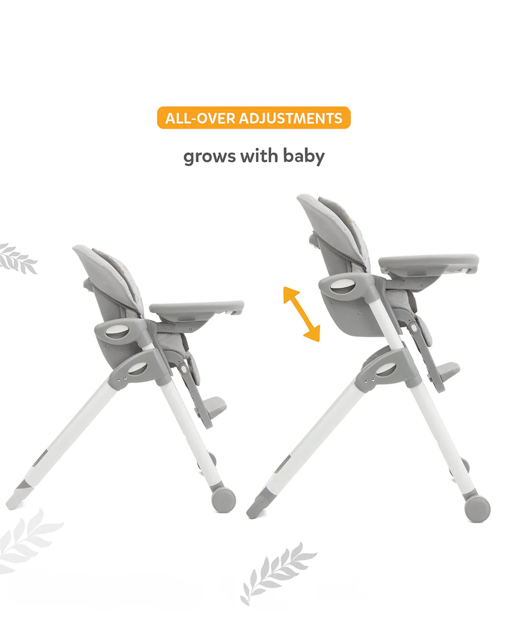 Joie Multiply 6in1 Baby High Chair-5 Level Height Adjustments With 3 Position Adjustable Tray-Convertible To Booster Seat & Mini Table-2 Years For 0 to 6Y (Upto 27Kg)-Arctic