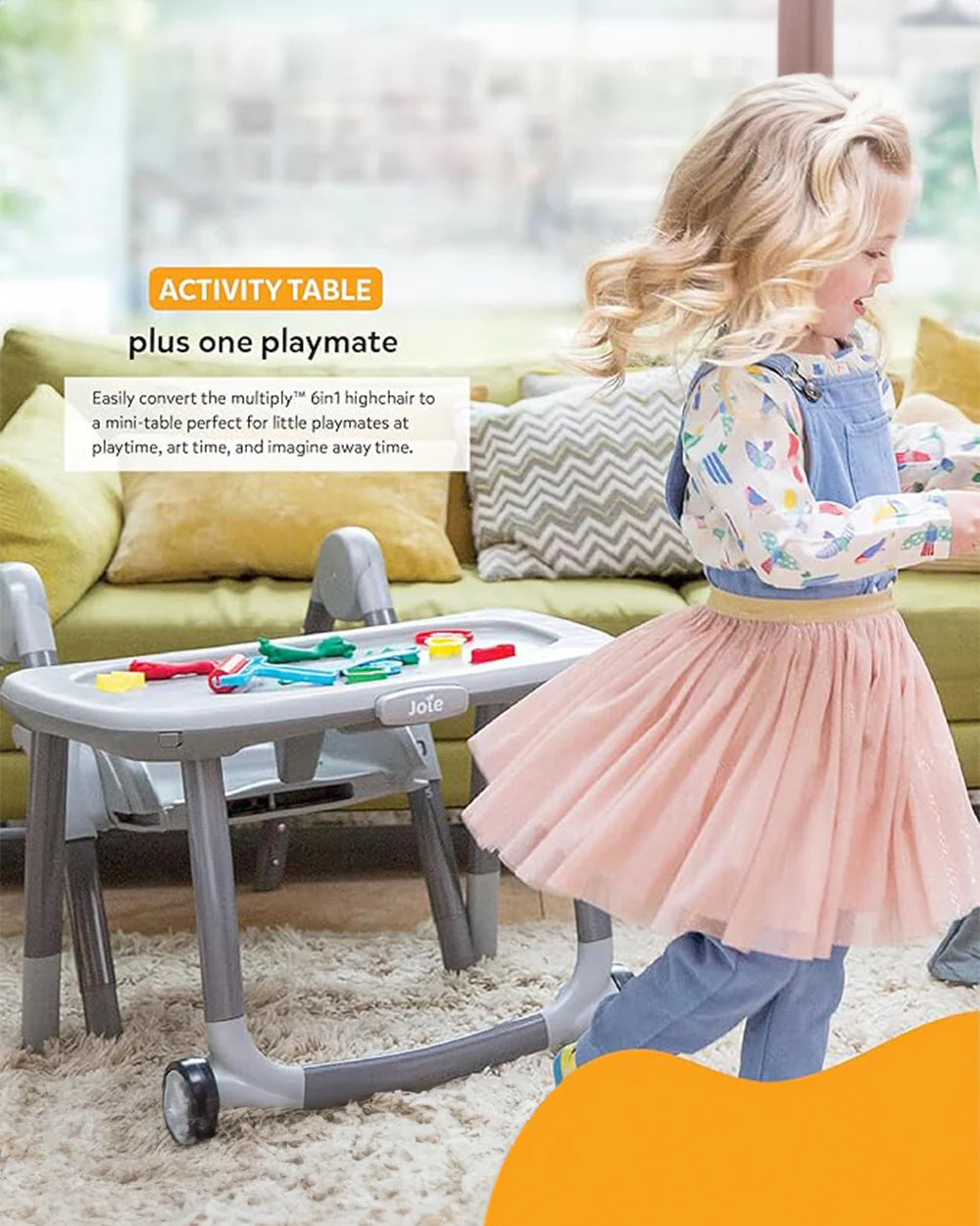 Joie Multiply 6in1 Baby High Chair-5 Level Height Adjustments With 3 Position Adjustable Tray-Convertible To Booster Seat & Mini Table-For 0 to 6Y (Upto 27Kg)-Portrait