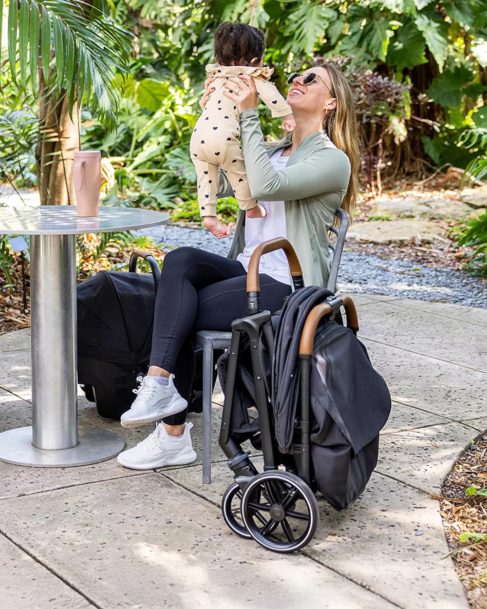 Joie Nutmeg Cabin Friendly Stroller-One Hand Fold-Near Flat Reclining Seat-Car Seat Compatible-2 Years Warranty-For 0 to 4Y (Upto 22 Kg)-Evergreen