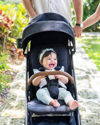 Joie Nutmeg Cabin Friendly Stroller-One Hand Fold-Near Flat Reclining Seat-Car Seat Compatible-2 Years Warranty-For 0 to 4Y (Upto 22 Kg)-Thunder