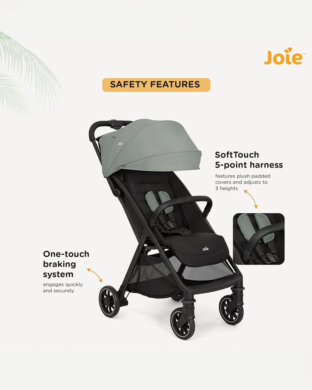 Joie Pact Pro Cabin Friendly Stroller-One Hand Fold-Flat Reclining Seat-Travel System Compatible-2 Years Warranty-Pram for 0 to 4Y (Upto 22 Kg)-Abyss