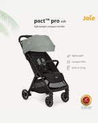 Joie Pact Pro Cabin Friendly Stroller-One Hand Fold-Flat Reclining Seat-Travel System Compatible-2 Years Warranty-Pram for 0 to 4Y (Upto 22 Kg)-Abyss