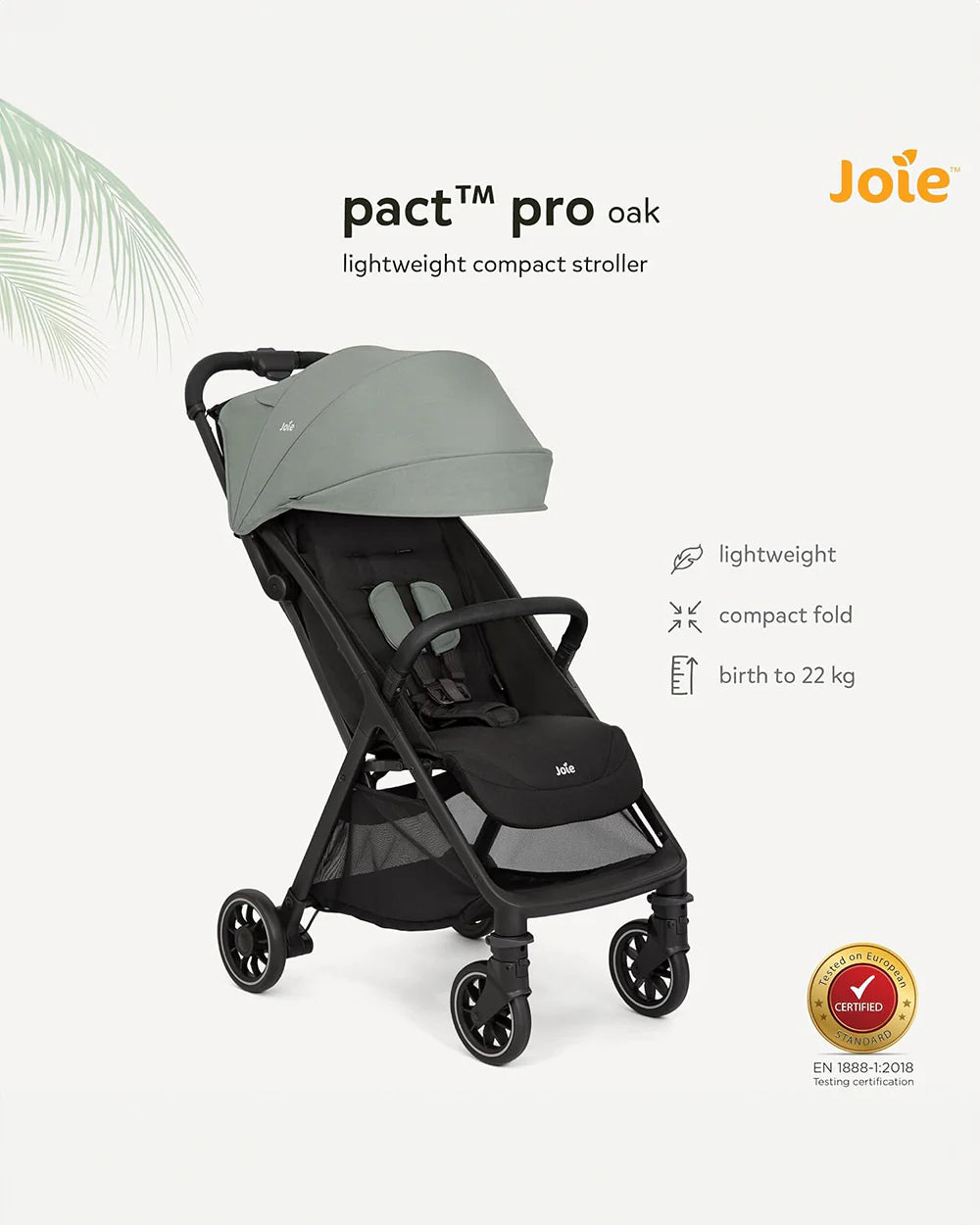 Joie Pact Pro Cabin Friendly Stroller-One Hand Fold-Flat Reclining Seat-Travel System Compatible-2 Years Warranty-Pram for 0 to 4Y (Upto 22 Kg)-Abyss