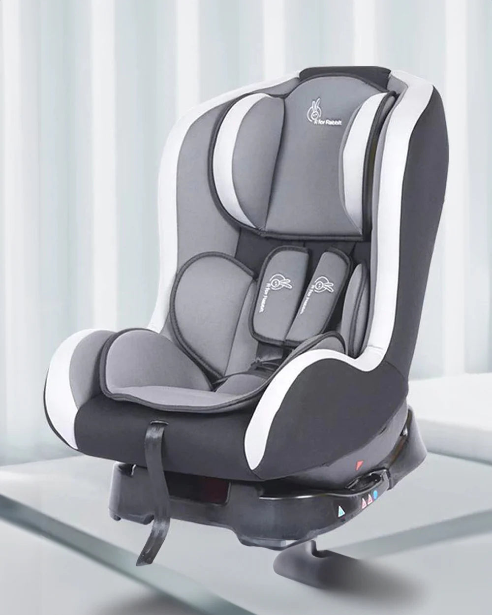 R for Rabbit Jack N Jill-Baby Car Seat-Convertible (Front & Rear Facing)-3 Position Recline-For 0 to 5Y (Upto 18Kg)-Black Grey