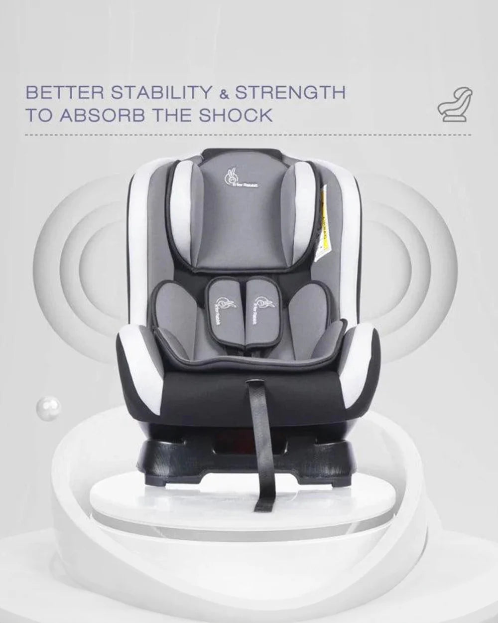 R for Rabbit Jack N Jill-Baby Car Seat-Convertible (Front & Rear Facing)-3 Position Recline-For 0 to 5Y (Upto 18Kg)-Black Grey